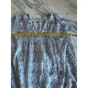 Roller Rabbit Womens XS Blue White‎ Floral Cotton Tunic Top Coastal Preppy thumbnail 3