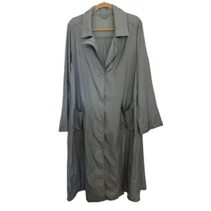 Vtg 90s Grey Nylon Duster Coat Women’s Oversized M Dolman Sleeve Pockets thumbnail 3