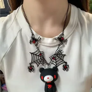 Black and Red Bear Pendant Necklace thumbnail 3