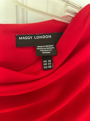 Maggy London Red Long-Sleeve Draped Waist Midi Dress thumbnail 3
