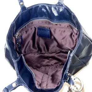 Coach Carryall Madison Handbag Navy Patent Leather Silver Logo thumbnail 5