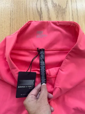 NWT Savage X Fenty Sport High Rise Bike Shorts Coral Pink XL Activewear Rihanna thumbnail 4