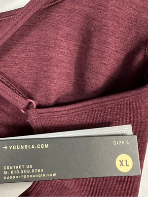 YoungLA Core Seamless Scoop Neck Sports‎ Bra XL Burgundy Silk NWT W329 thumbnail 6