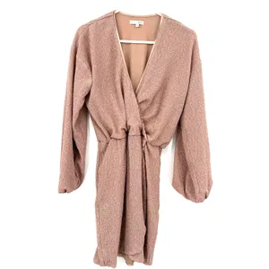 Baltic Born Size Small‎ Long Sleeve Faux Wrap Style Dress Knee Length Pink thumbnail 2