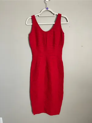 2 HEARTS Sleeveless Red Textured Bodycon Dress Sz OS thumbnail 2