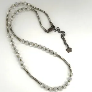 Silver tone clear crystal beaded necklace thumbnail 9