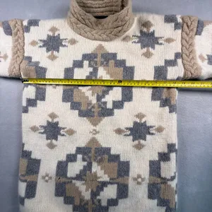 Classiques Entier Lambswool Angora Geometric Turtleneck Sweater Cream Grey XS thumbnail 7