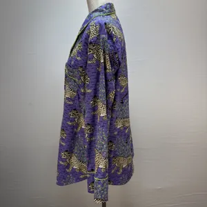 PrintFresh Long Pajama Set Size L‎ Purple Bagheera Leopard Print Organic Cotton thumbnail 4