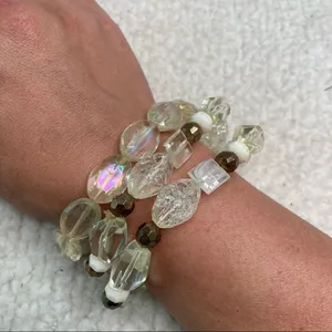 White Fox Clear Rainbow Elastic Beaded Bracelets - Set of 3 thumbnail 4