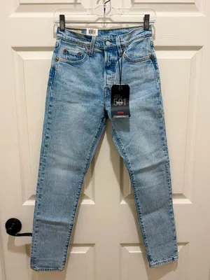 Levi's Light Blue Denim 501 Skinny High Waist Button Fly Jeans Size 24x28 thumbnail 1