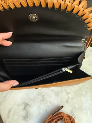 NWOT Tan Faux Leather Envelope Crossbody w/fringe tassels thumbnail 9
