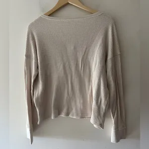 American Eagle White Cream Waffle Knit Long Sleeve‎ thumbnail 3