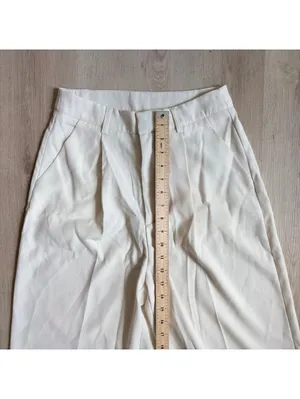 Cider NWT Women's Pleated Off White High Rise Wide-Leg Trousers Size S thumbnail 7