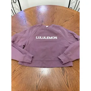 Lululemon Perfectly Oversized Cropped Crew Women XS/S Purple Logo Pullover thumbnail 2