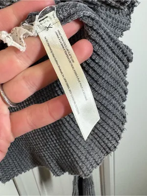 Free People FP One Colt Thermal Washed Charcoal Grey Grunge Plunge size small‎ thumbnail 5