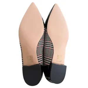 NEW J.Crew Black White Red Houndstooth Plaid Spectator Pointed Toe Ballet Flats thumbnail 5