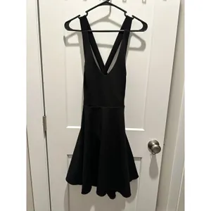 Lulus Going Steady Black Backless Skater Dress Low V-Neck Mini Sleeveless Size L thumbnail 3