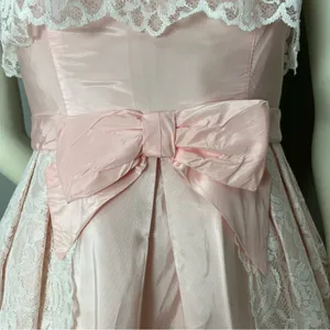 Vintage Lace Dress Light Pink Taffeta Sleeveless Maxi Prom Retro‎ Formal Sears thumbnail 13