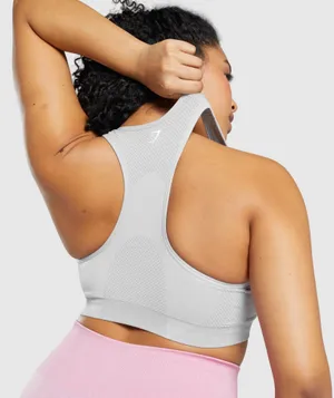 Gymshark Vital Seamless Sports Bra Light Grey Marl - Medium thumbnail 5
