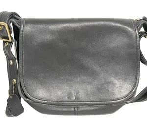 Vintage Coach‎ Black Leather Patricia Saddle Flap Crossbody Messenger Bag 9951 thumbnail 1