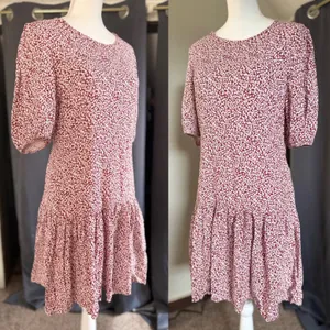 Free People Dancing In The Dark‎ Mini Dress Womens Large Maroon Floral Open Back thumbnail 9