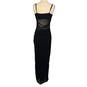 AFRM Jennan Rhinestone Illusion Maxi Dress Mesh Mid Section Black Size M thumbnail 9