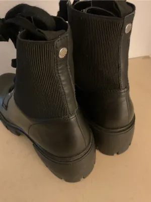 Steve Madden women leather Black Lace-Up Combat Nanet Boots US 9.5 thumbnail 3