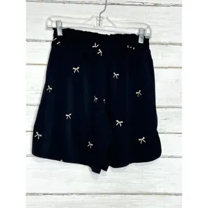 Davi & Dani Bow Print Size Small Black Hoodie and Shorts Matching Lounge Set thumbnail 10
