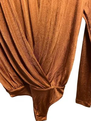 Free People Turnt Faux Wrap Bodysuit Rust Size XS Revolve Minimalist Neutral thumbnail 8