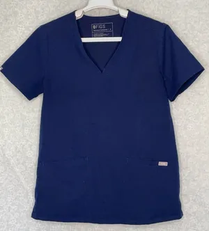 FIGS Casma Three Pocket Scrub Top Womens Medium Dark Blue thumbnail 1