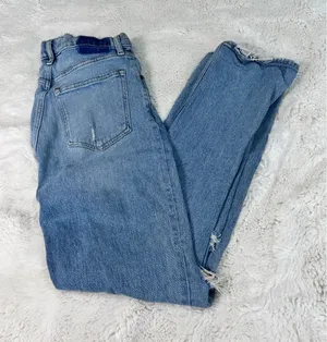 Abercrombie 90s Straight Jeans 28/6L Ultra High Rise Distressed Light Wash Y2K thumbnail 1