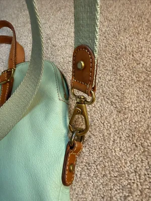 Fossil Leather Fold Over Tote Mint Green Crossbody Bag thumbnail 11