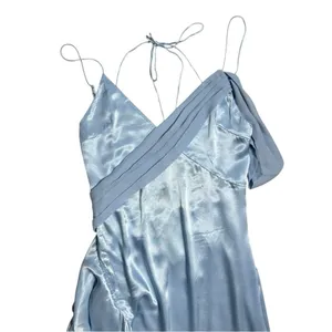 For Love & Lemons Pastel Blue Satin James Maxi Dress Womens M thumbnail 3
