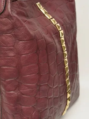 Dimoni Spain COCO Croco Leather Tote Shoulder Bag Handbag Hobo ~Bordeaux thumbnail 2