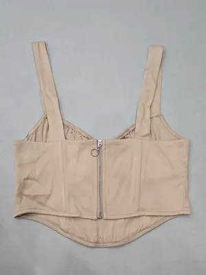 Zara Beige Satin-effect Cropped Bustier Corset Top Size XS thumbnail 7
