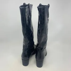 Stuart Weitzman Black Croc Leather Heeled Boots‎ Size US 6 thumbnail 7