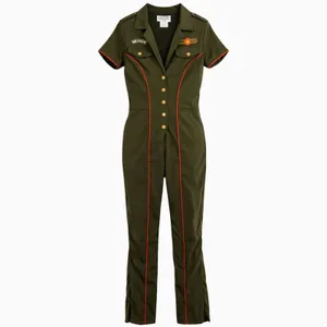 Charades Air Force Angel Pilot Officer Costume Green Jumpsuit Medium NEW thumbnail 2