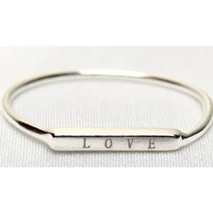 Boutique Dainty White‎ Gold-Plated S925 LOVE Bar Band Ring | Sz 6 NEW thumbnail 2