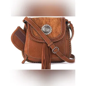 Blazin Roxx Ella concealed carry Messenger purse with holster Calf Hair thumbnail 2