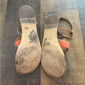 Tory Burch Logo T Strap Sandals Brown Coral Leather Flat Sandal Size 9 thumbnail 8