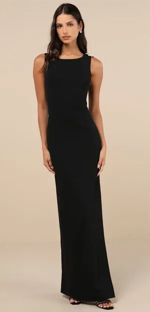 Lulu's Perfected Poise Black Bow Cutout Column Maxi Dress thumbnail 1