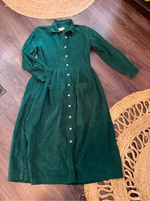 Talbots Deep Green Corduroy Button-Front Dress size 4 thumbnail 1