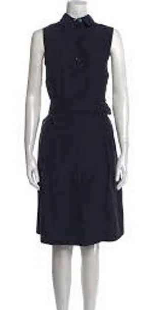 4/ S sleeveless Armani shirtdress button-front belt LBD Short Luxury Designer thumbnail 1