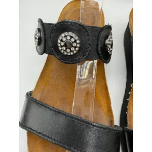 Naot Marissa Leather‎ Sandal Women 6 Black Rhinestone Medallion Slide Leather thumbnail 9