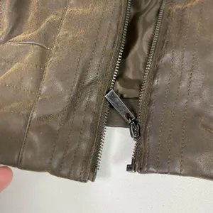 J2 Jacket Womens Medium Brown Faux‎ Leather Moto Biker Full Zip Pockets Collared thumbnail 4