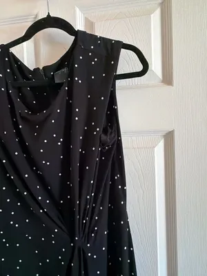 Gabby Skye Black and White Polka Dot Drapey Midi Dress with Knot Detail thumbnail 4