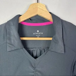 Athleta Gray Ruched‎ Side Birdie Short Sleeve Golf Polo XS thumbnail 3