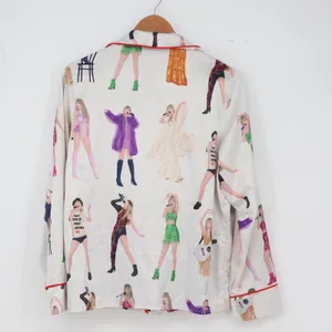 Sheshow Pajama Set Womens XS Eras Tour Taylor Swift Graphic White Satin thumbnail 4