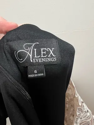 Alex Evenings Black Ruched Ruffle Dress Size 6 thumbnail 6