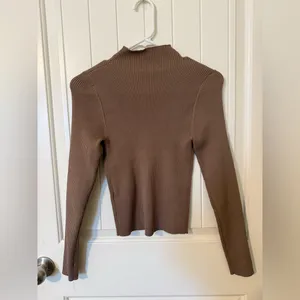 Women's Ribbed Tan Blouse Brown thumbnail 2